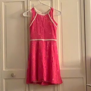 Hot pink floral skater dress